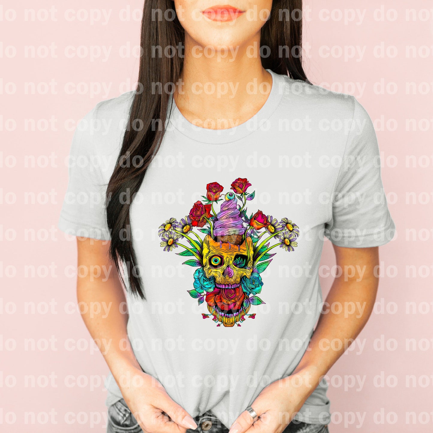 Ice Cream Skull Floral Full Color/One Color Dream Print or Sublimation Print