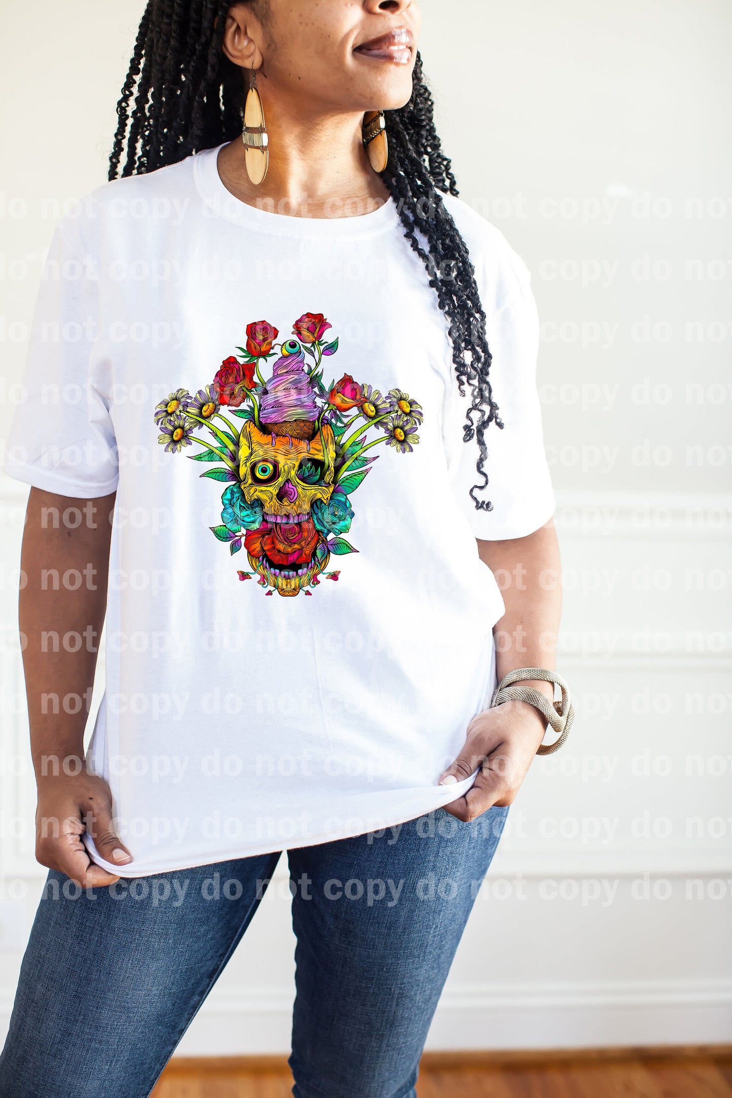 Ice Cream Skull Floral Full Color/One Color Dream Print or Sublimation Print