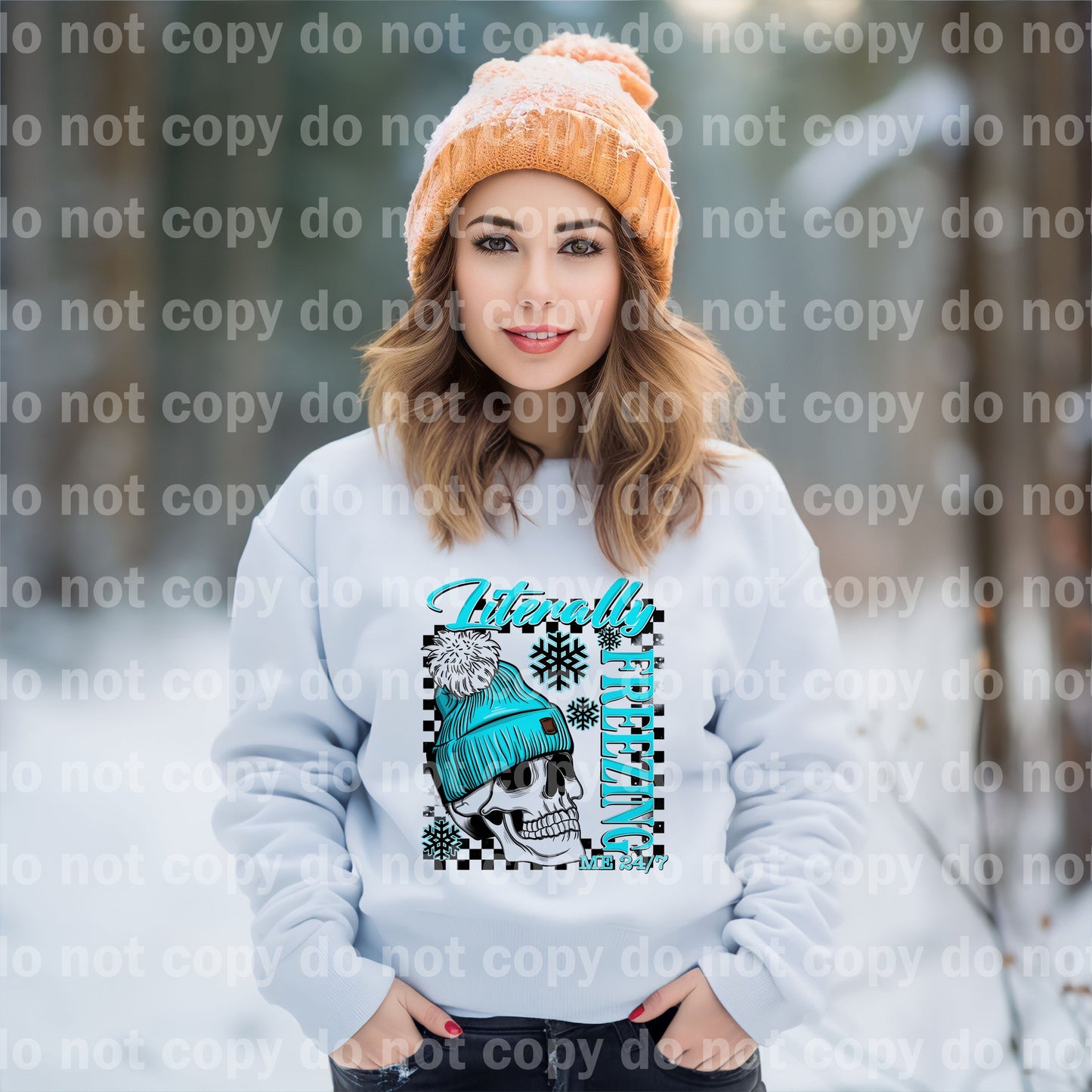 Literally Freezing Skellie Beanie with Optional Sleeve Design Dream Print or Sublimation Print
