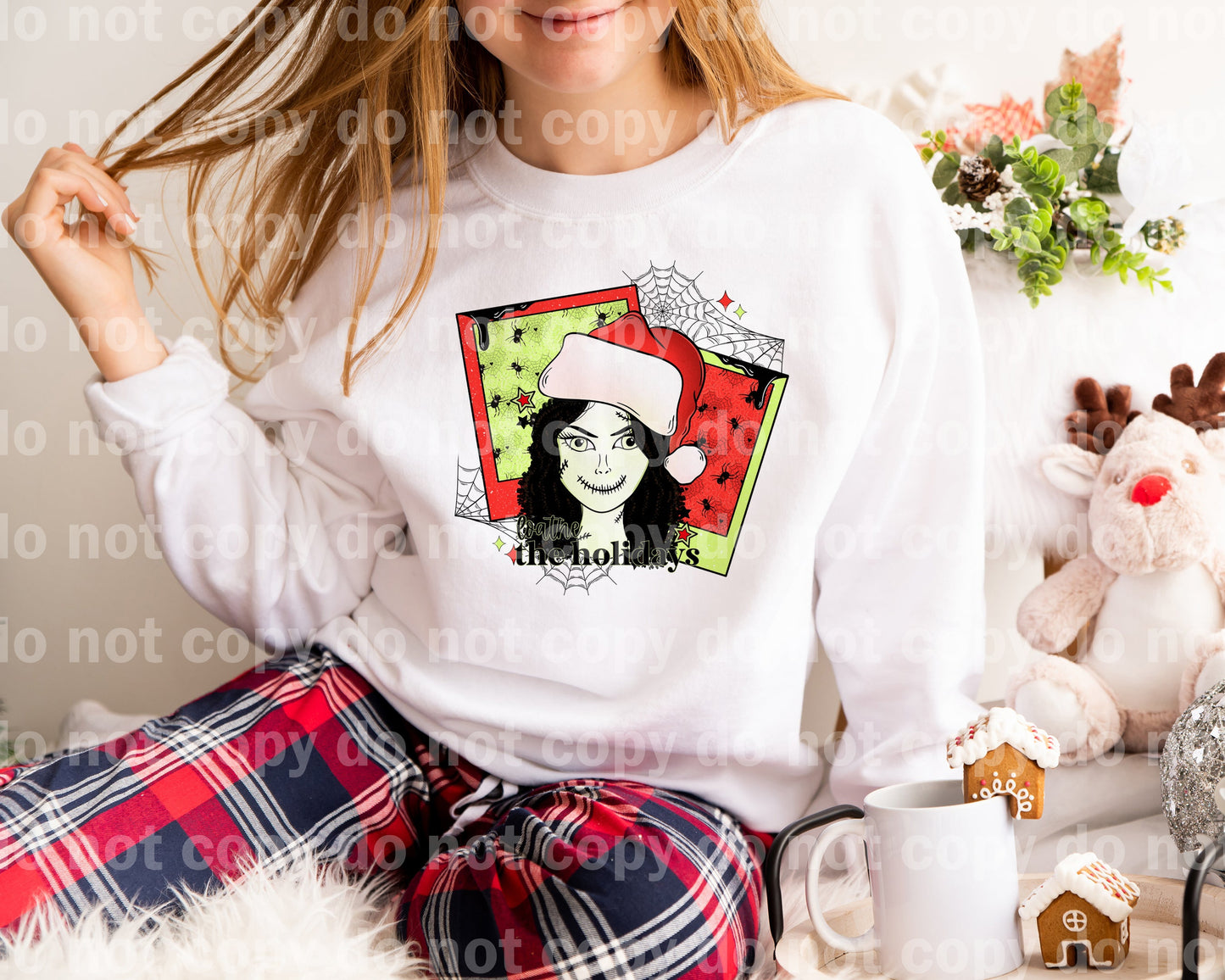 Loathe The Holidays Polaroid Curly Hair with Optional Two Rows Sleeve Designs Dream Print or Sublimation Print
