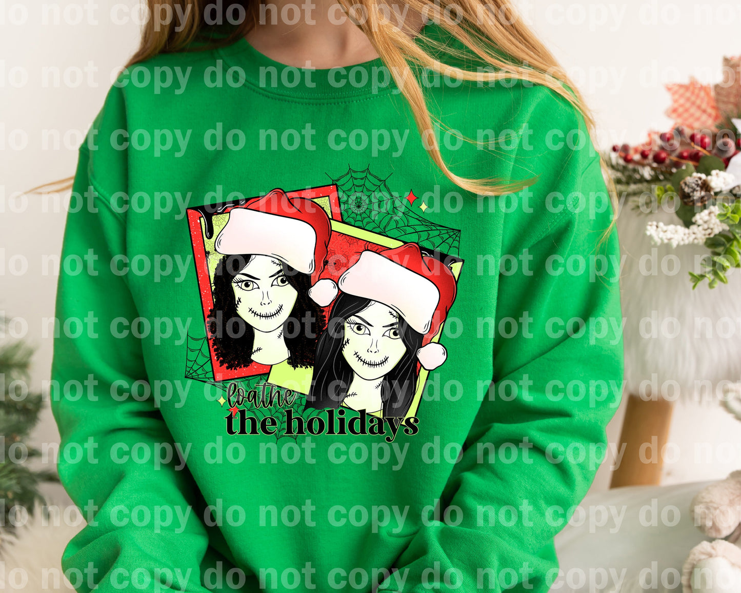 Loathe The Holidays Polaroid Curly Wave Hair Duo with Optional Two Rows Sleeve Designs Dream Print or Sublimation Print