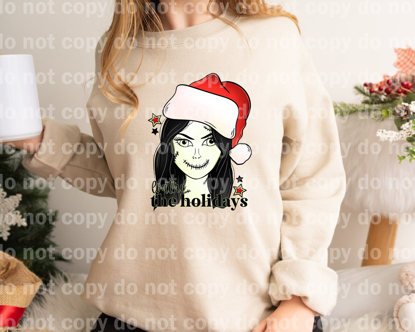 Loathe The Holidays Wavy Hair with Optional Two Rows Sleeve Designs Dream Print or Sublimation Print