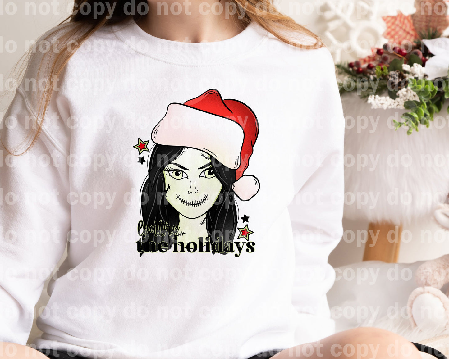 Loathe The Holidays Wavy Hair with Optional Two Rows Sleeve Designs Dream Print or Sublimation Print