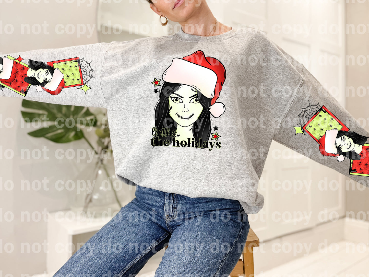 Loathe The Holidays Wavy Hair with Optional Two Rows Sleeve Designs Dream Print or Sublimation Print