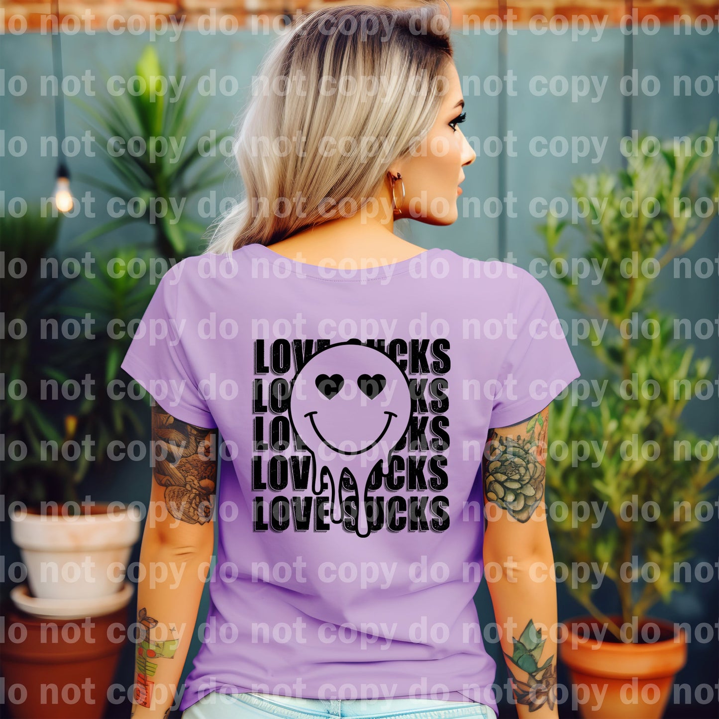 Love Sucks Smiley Front/Back with Optional Sleeve Design Dream Print or Sublimation Print