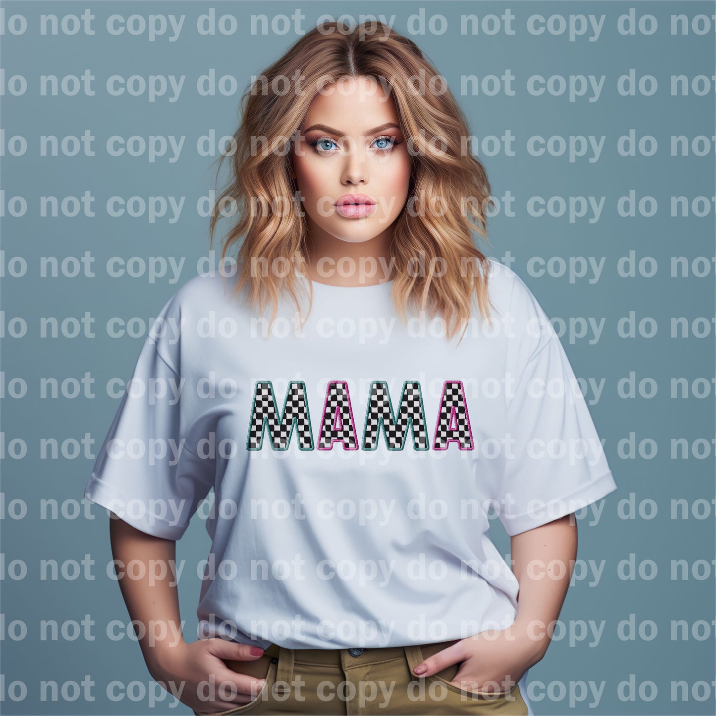 Mama Checkered Embroidery Dream Print or Sublimation Print