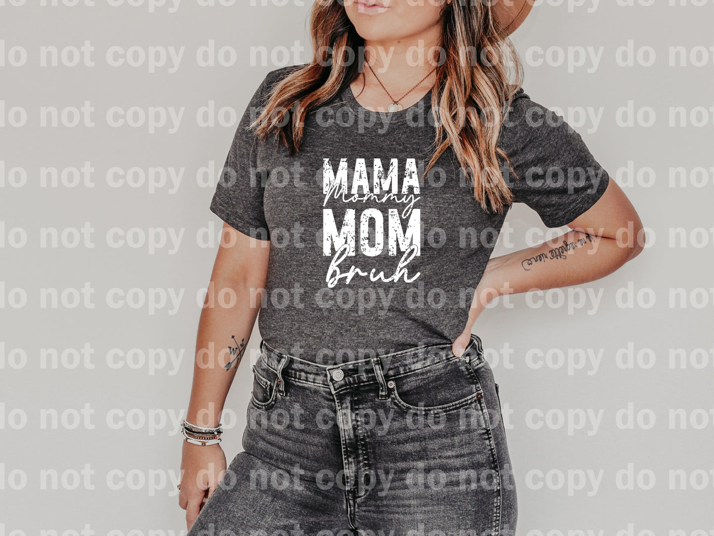 Mama Mommy Mom Bruh Stacked Distressed Black/White Dream Print or Sublimation Print