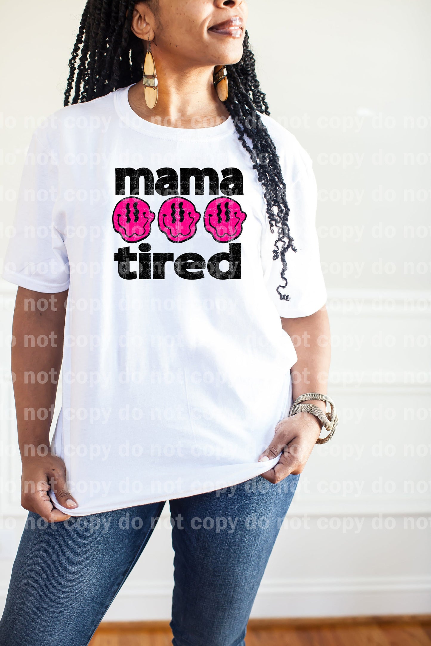 Mama Tired Smiley Pink/Yellow Dream Print o Impresión de sublimación