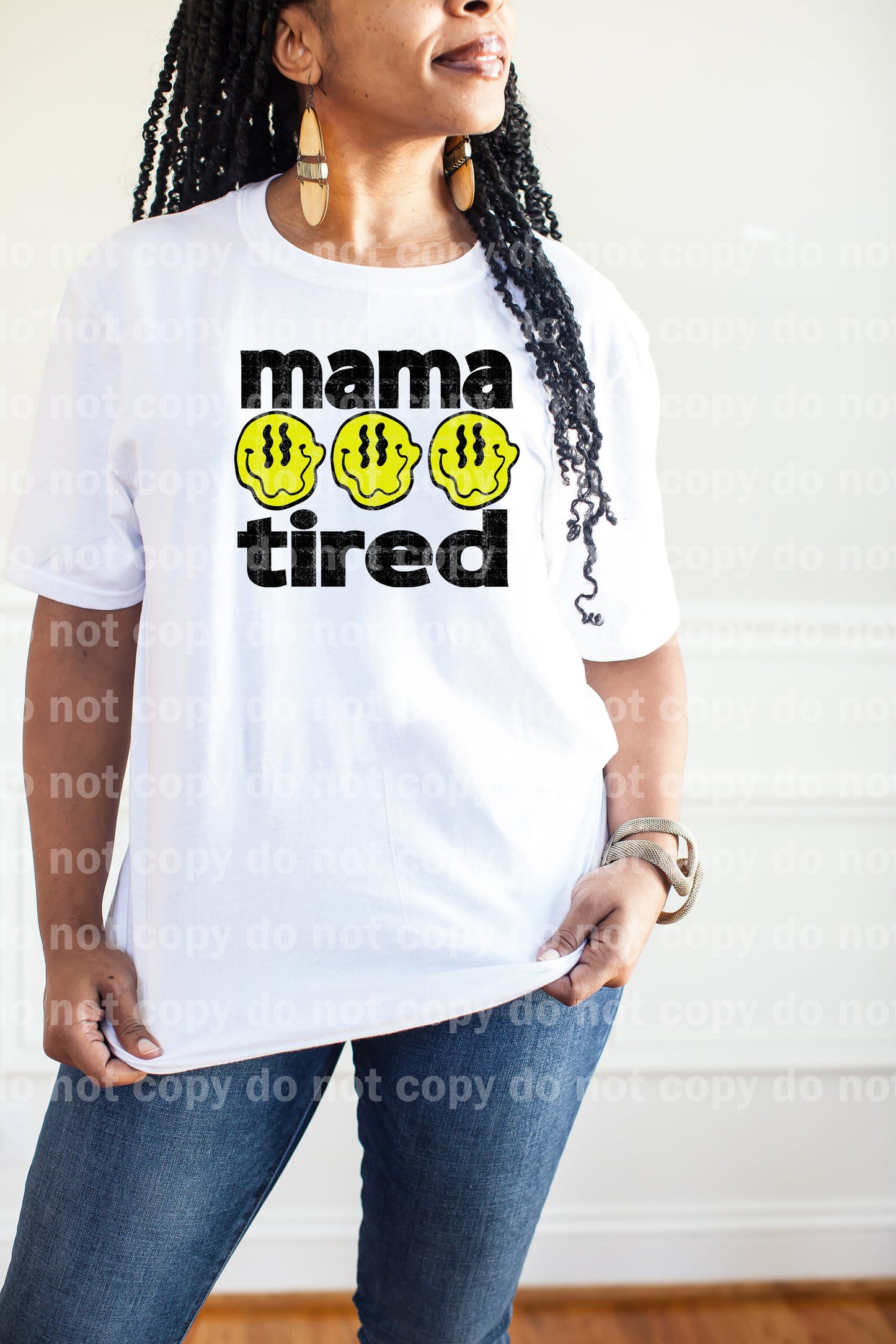 Mama Tired Smiley Pink/Yellow Dream Print o Impresión de sublimación