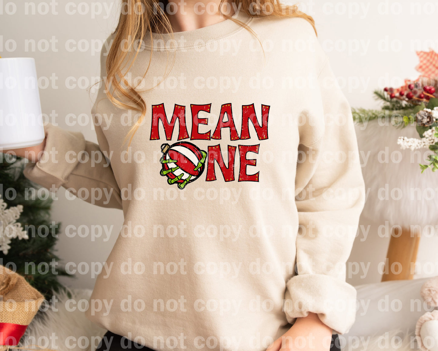 Mean One Skeleton Ornament Distressed Full Color/One Color Dream Print or Sublimation Print