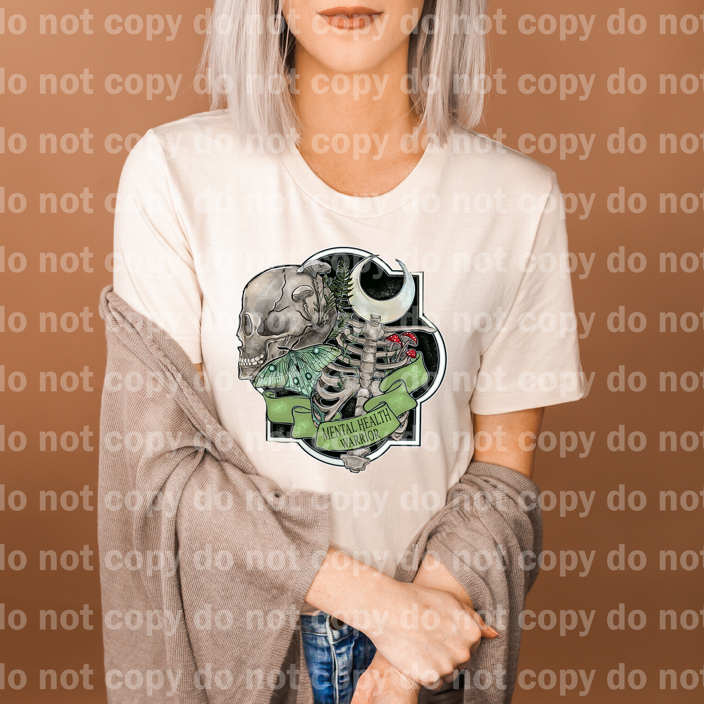 Mental Health Warrior Skull Moon Moth Emblem