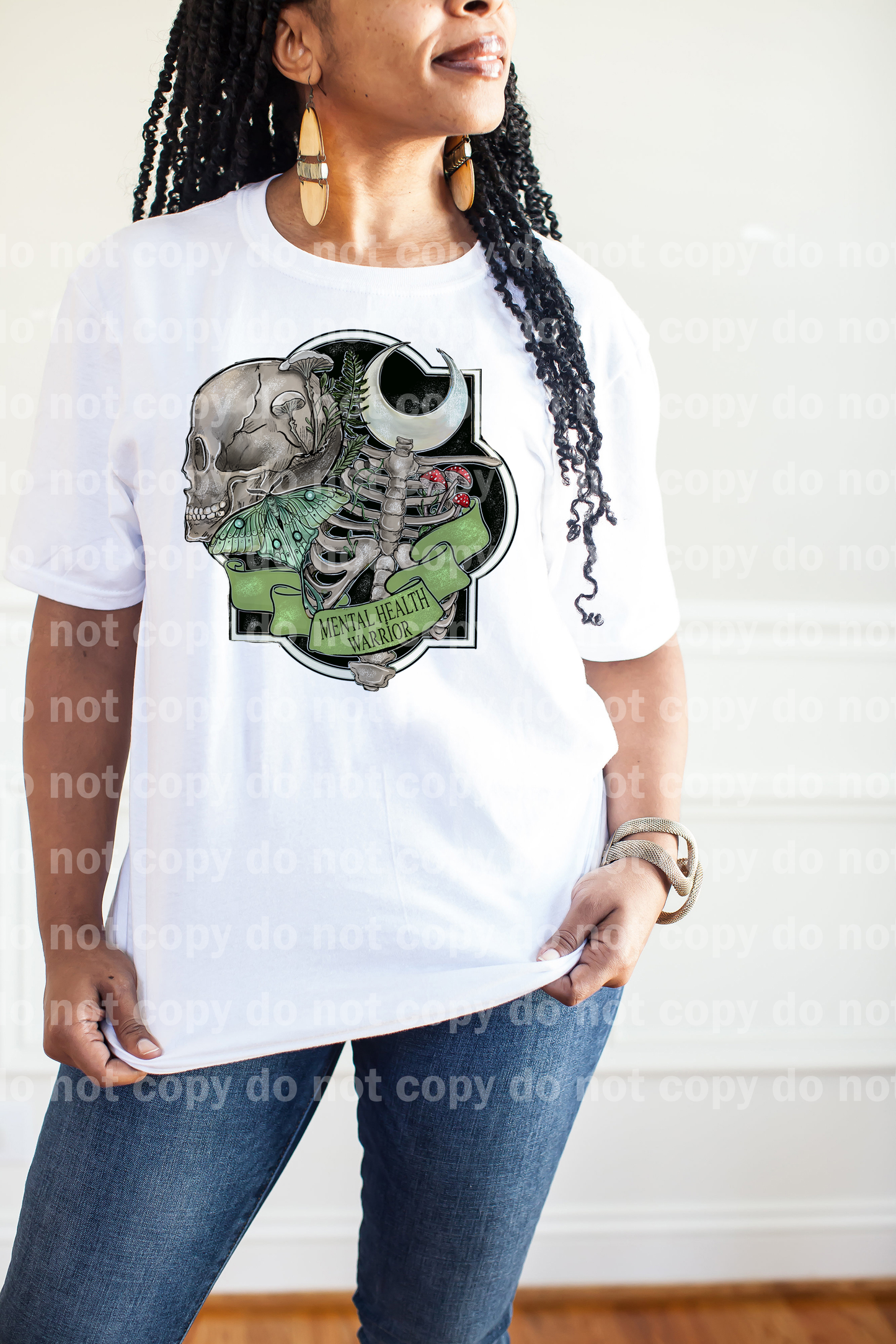 Mental Health Warrior Skull Moon Moth Emblem