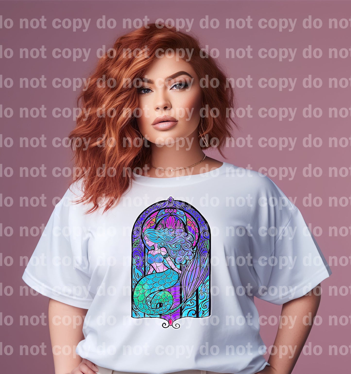 Mermaid Stained Glass Dream Print or Sublimation Print