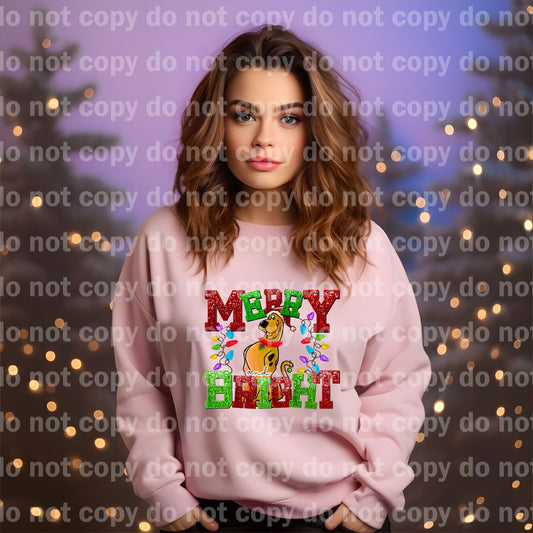 Merry And Bright Sequin Scooby Dog Dream Print or Sublimation Print
