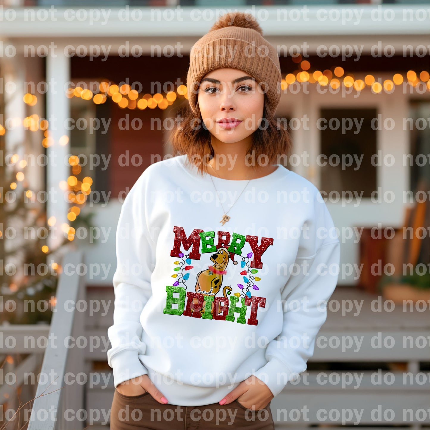 Merry And Bright Sequin Scooby Dog Dream Print or Sublimation Print