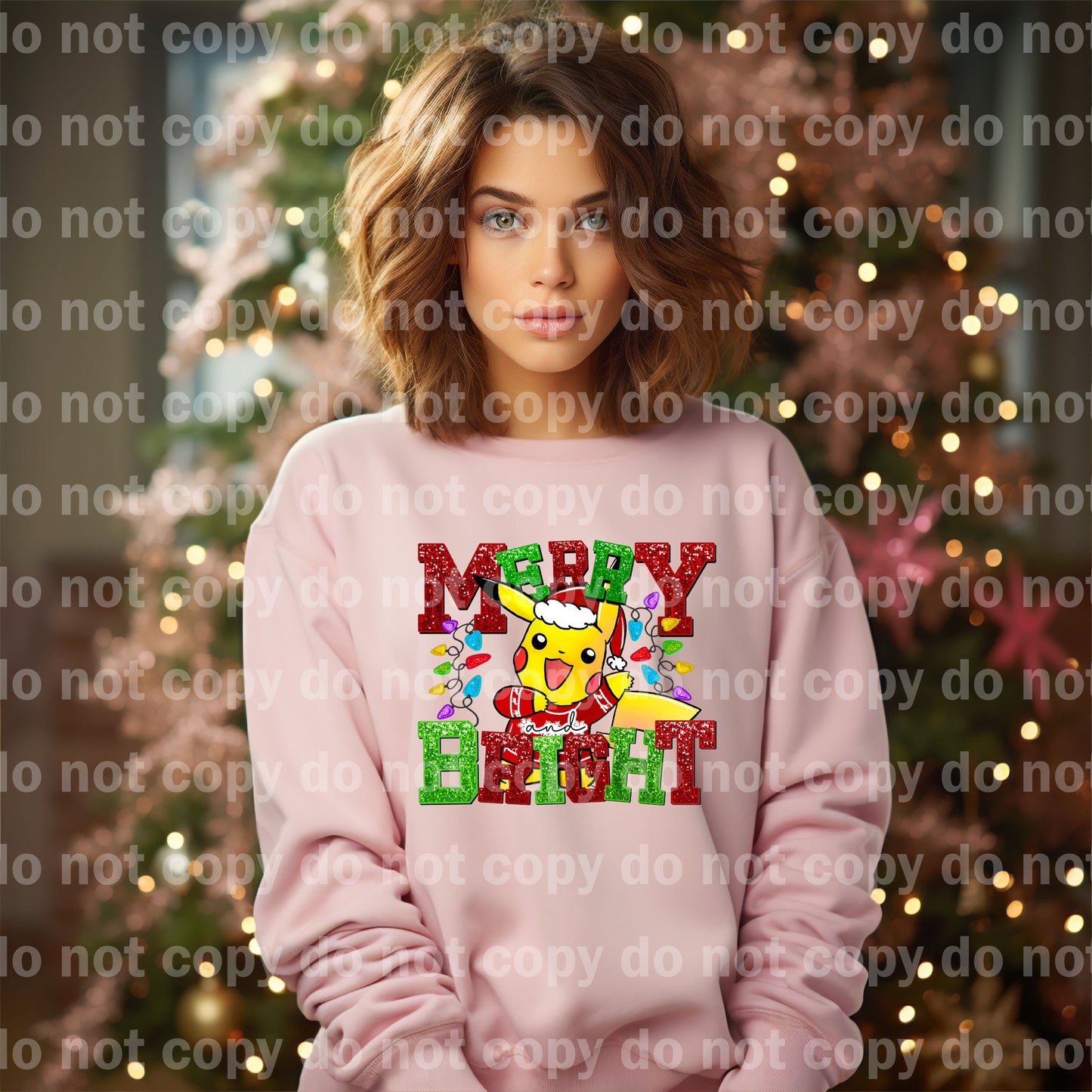 Merry And Bright Sequin Yellow Pocket Monster Dream Print or Sublimation Print