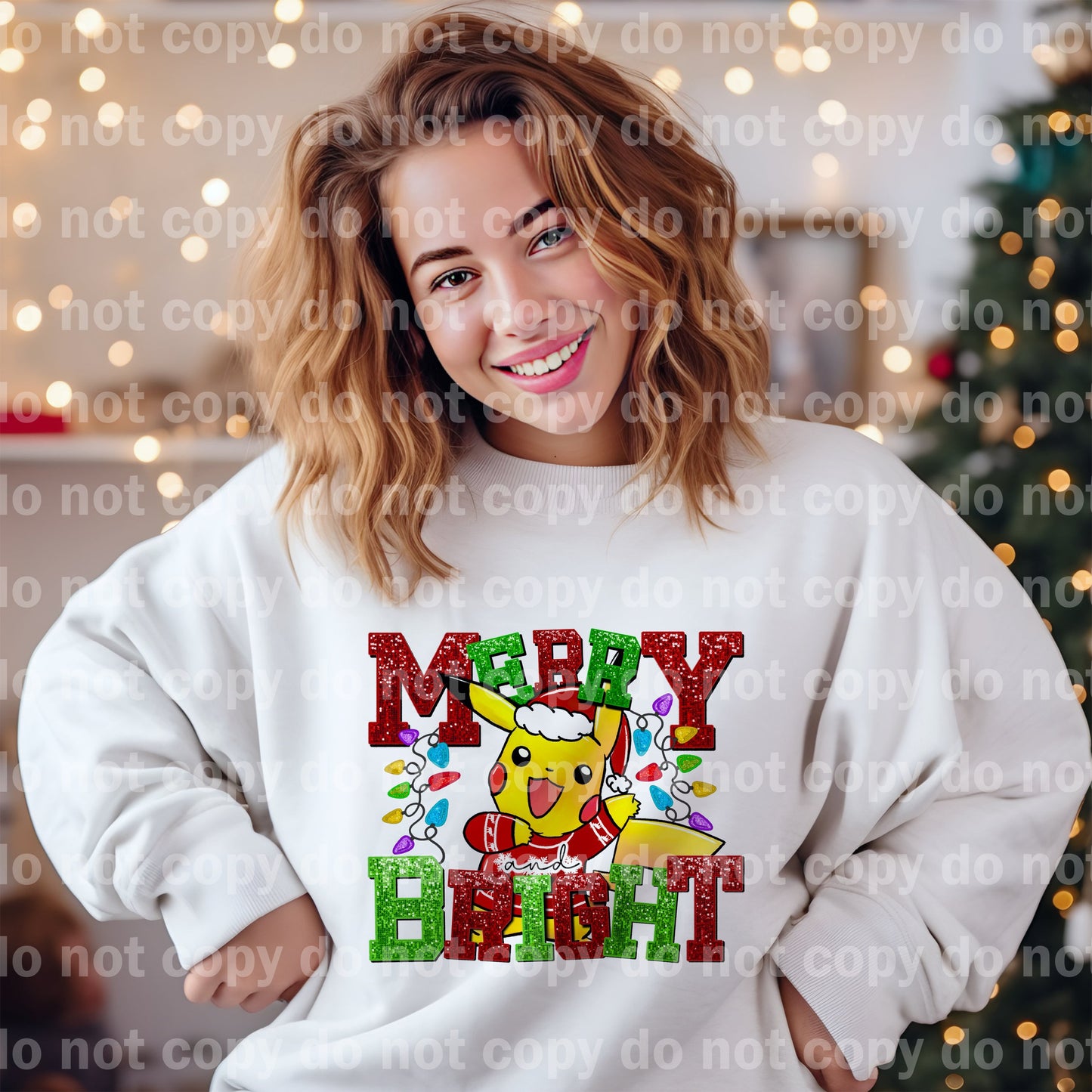 Merry And Bright Sequin Yellow Pocket Monster Dream Print or Sublimation Print