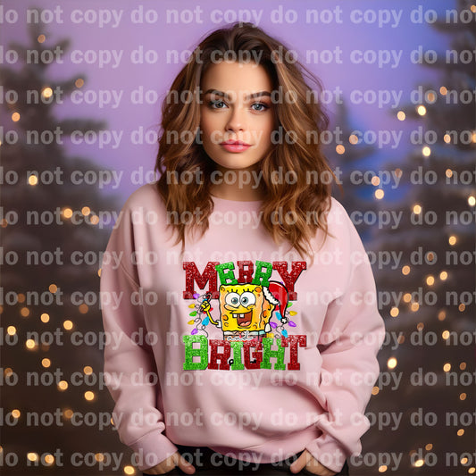 Merry And Bright Sequin Yellow Sponge Dream Print or Sublimation Print