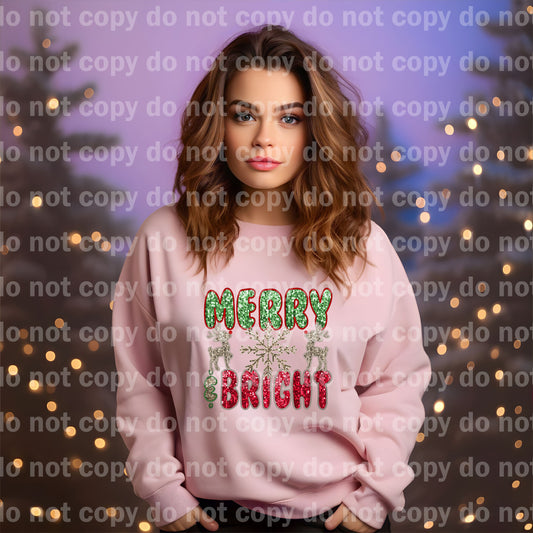 Merry Bright Embroidery Dream Print or Sublimation Print