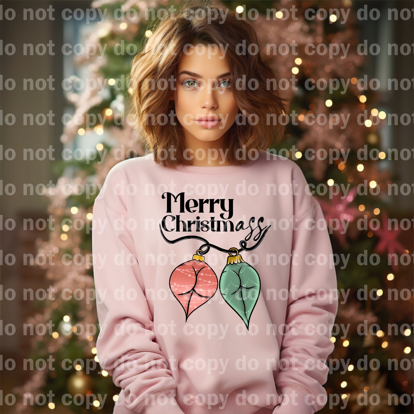 Merry Christmass Ass Bulb with Optional Sleeve Design Dream Print or Sublimation Print