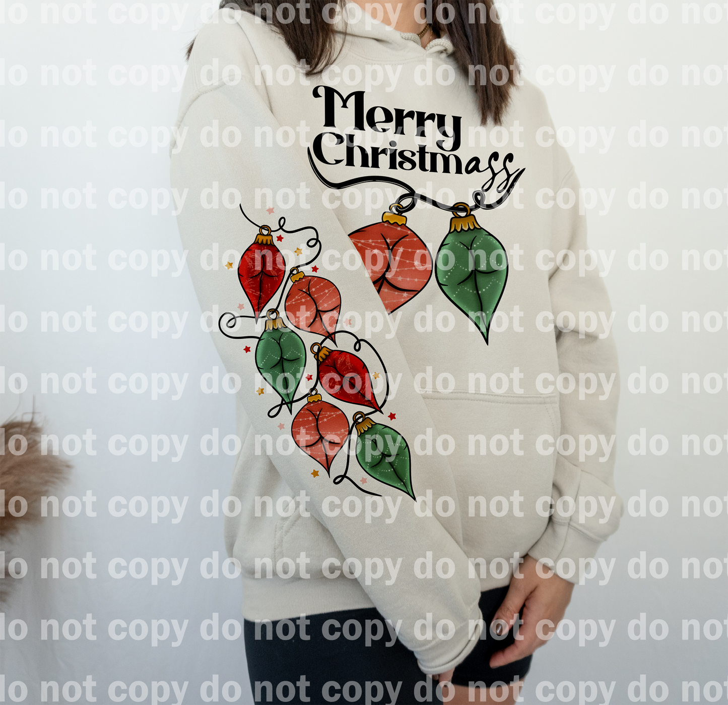 Merry Christmass Ass Bulb with Optional Sleeve Design Dream Print or Sublimation Print