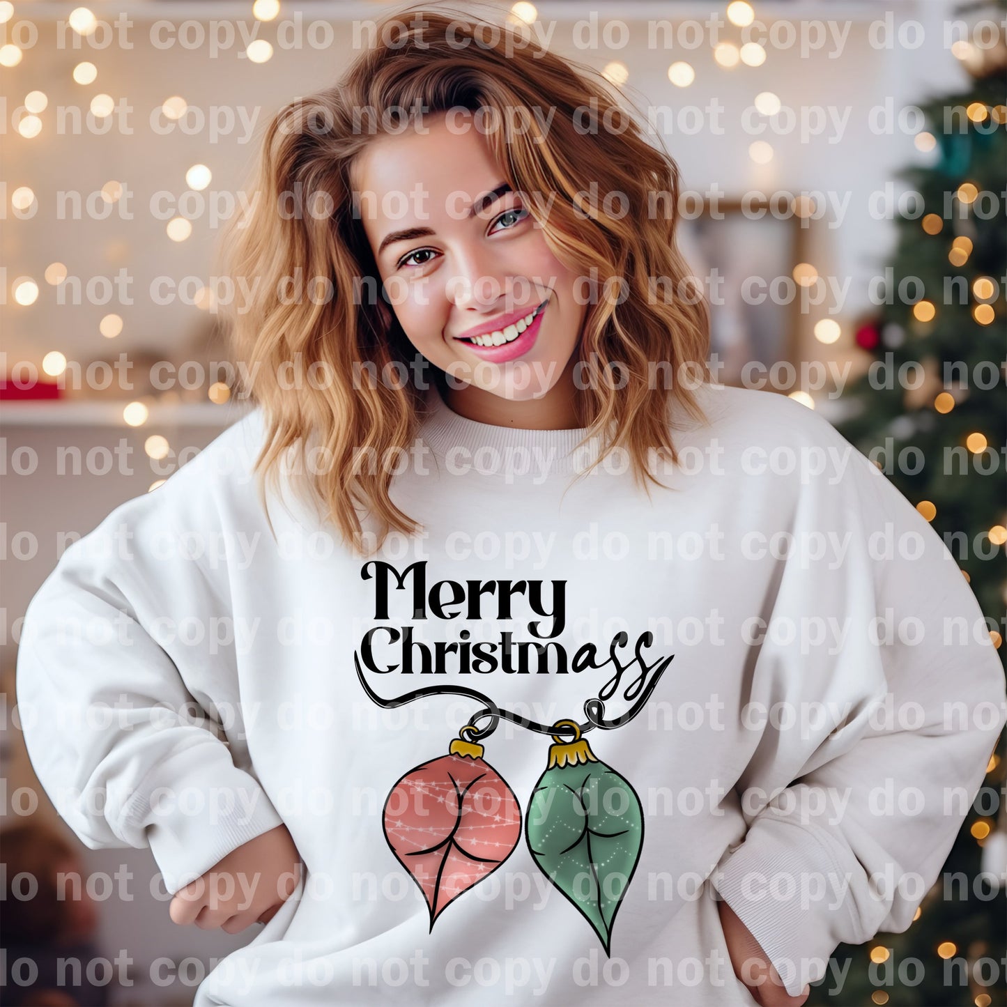 Merry Christmass Ass Bulb with Optional Sleeve Design Dream Print or Sublimation Print