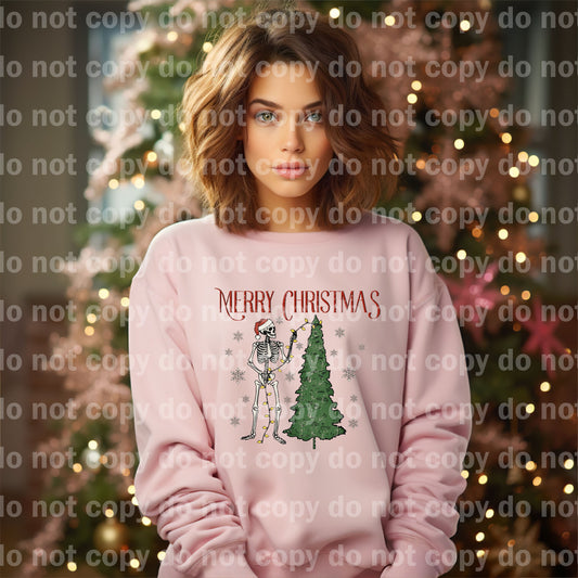 Merry Christmas Skeleton Distressed Full Color/One Color Dream Print or Sublimation Print