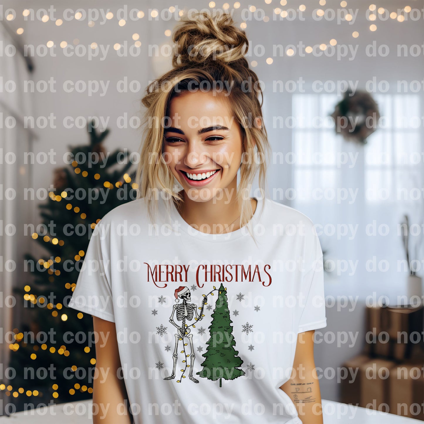 Merry Christmas Skeleton Full Color/One Color Dream Print or Sublimation Print