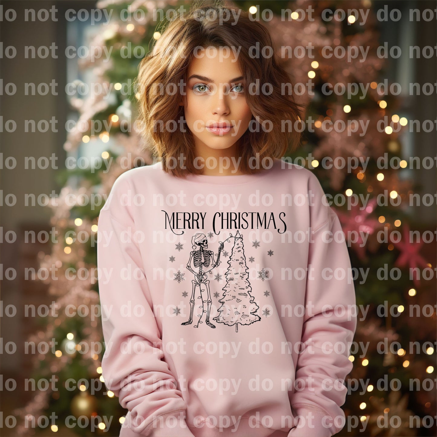 Merry Christmas Skeleton Full Color/One Color Dream Print or Sublimation Print