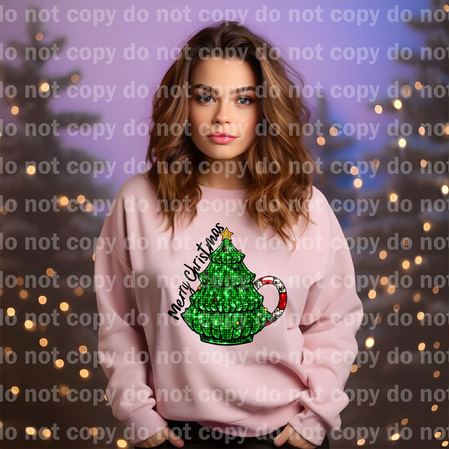 Merry Christmas Tree Sequin with Optional Sleeve Design Dream Print or Sublimation Print