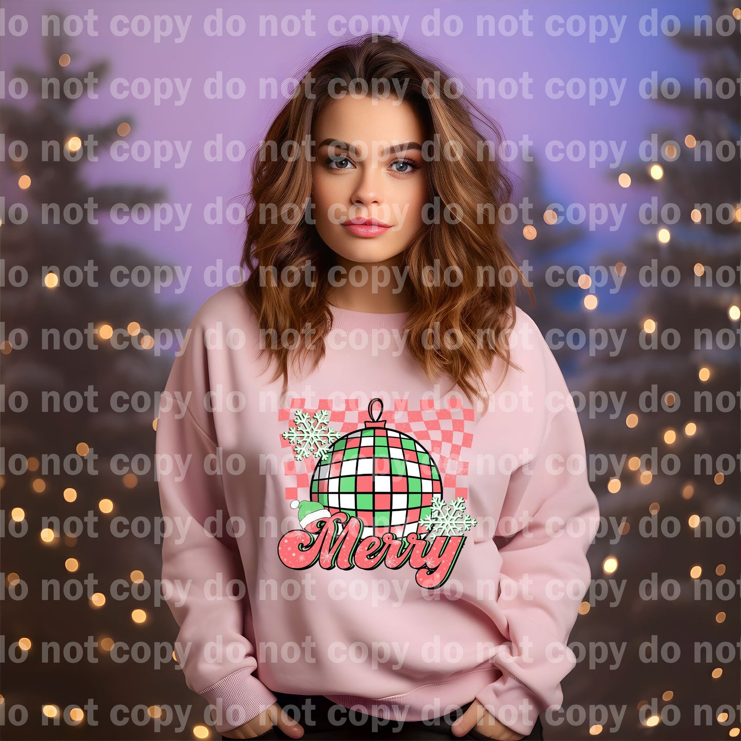 Merry Checkered Disco Ball with Pocket Option Dream Print or Sublimation Print