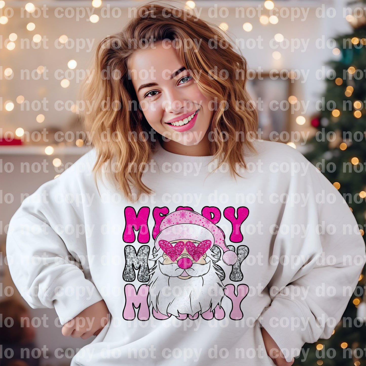 Merry Santa Sequin Pink Dream Print or Sublimation Print