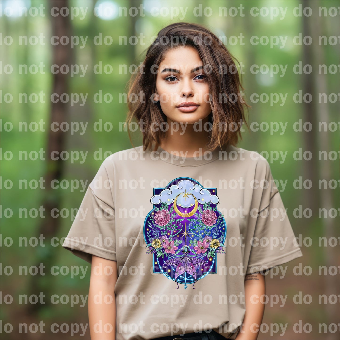 Moth Floral Moon Colored/White Dream Print or Sublimation Print