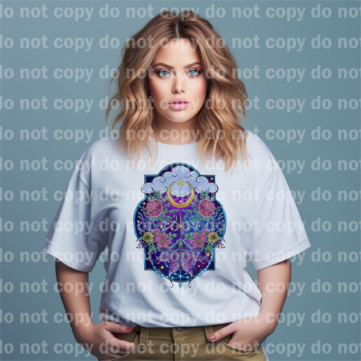 Moth Floral Moon Colored/White Dream Print or Sublimation Print