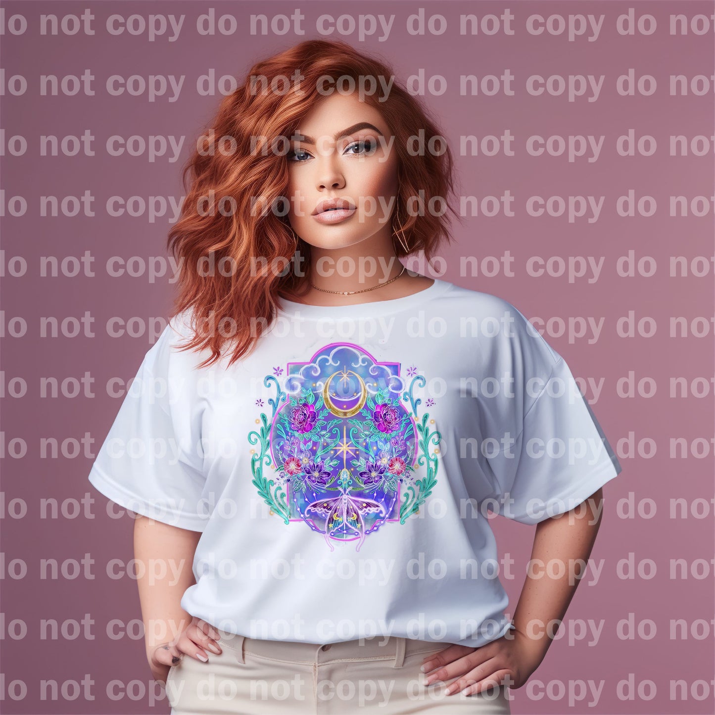 Moth Floral Moon Vines Dream Print or Sublimation Print