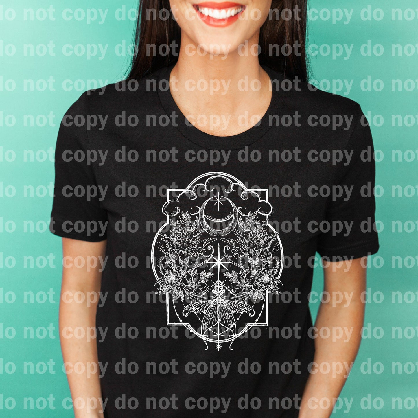 Moth Floral Moon Colored/White Dream Print or Sublimation Print