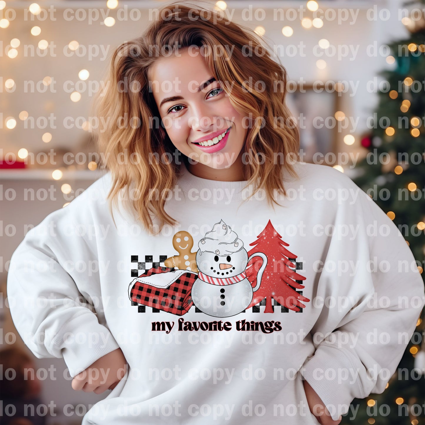 My Favorite Things Christmas with Optional Two Rows Sleeve Designs Dream Print or Sublimation Print