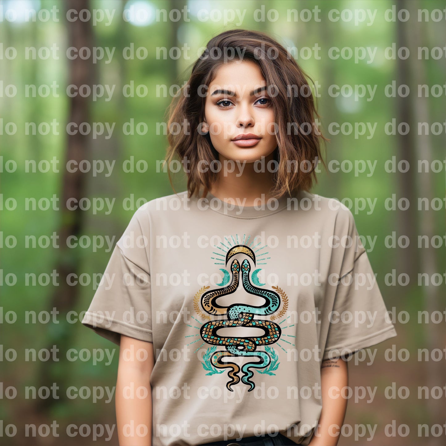 Mystic Twin Snakes Brown Green/Purple Dream Print or Sublimation Print