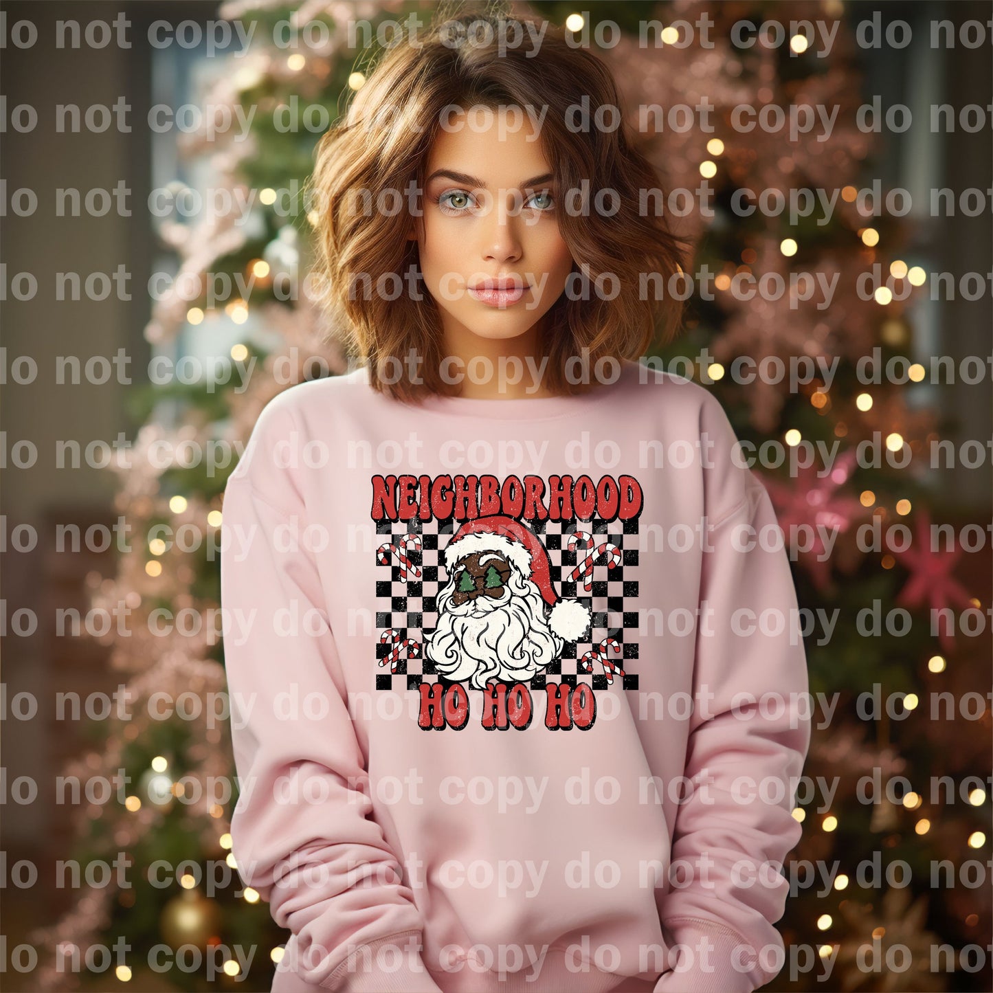 Neighborhood Santa Distressed with skin tone options, Optional Sleeve Design Dream Print or Sublimation Print