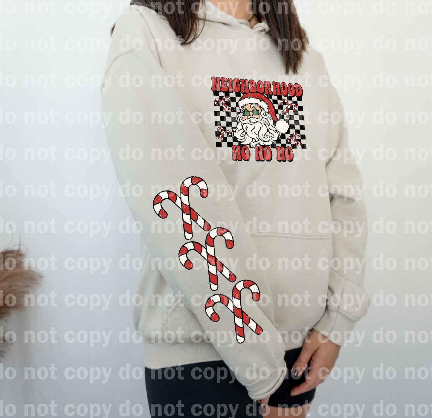 Neighborhood Santa Distressed with skin tone options, Optional Sleeve Design Dream Print or Sublimation Print