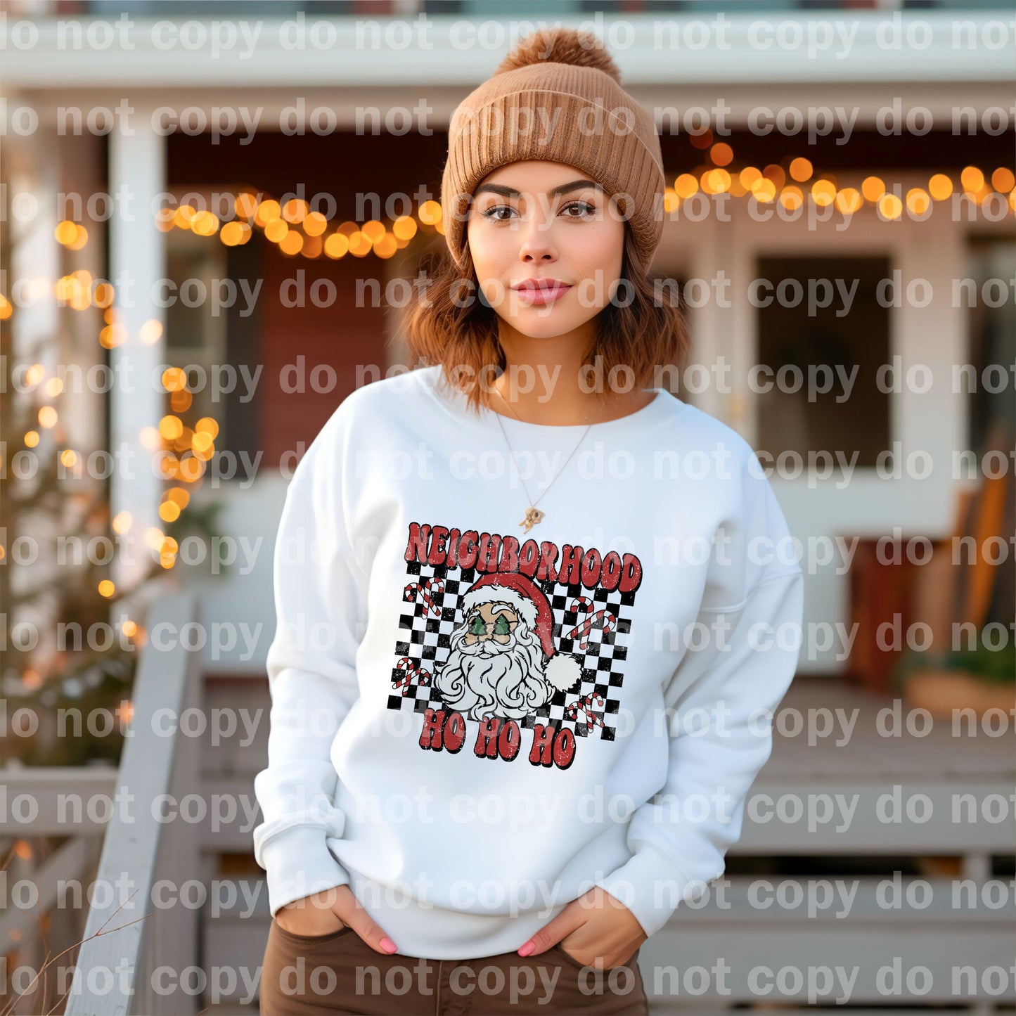 Neighborhood Santa Distressed with skin tone options, Optional Sleeve Design Dream Print or Sublimation Print