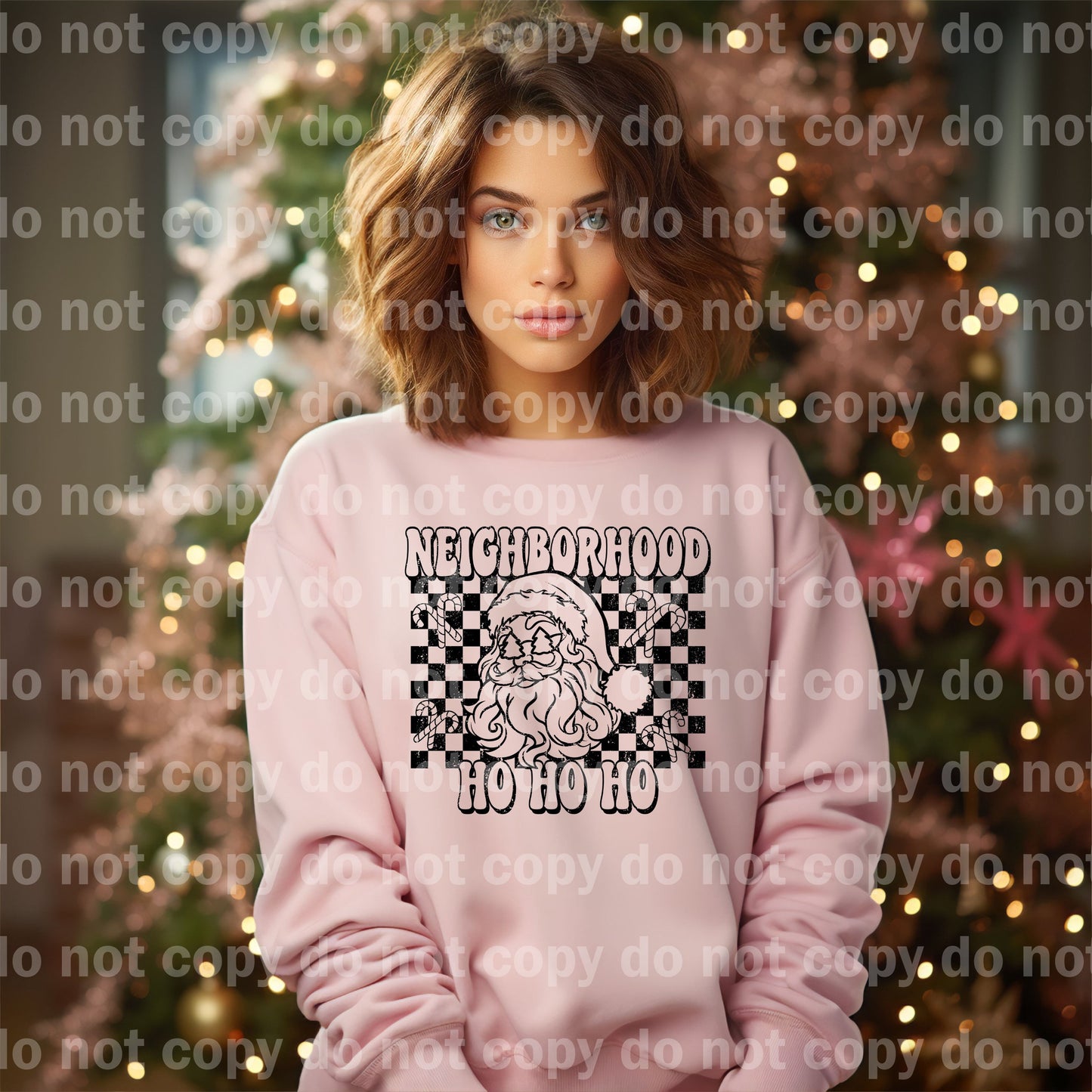 Neighborhood Ho Ho Ho Distressed Black with Optional Sleeve Design Dream Print or Sublimation Print