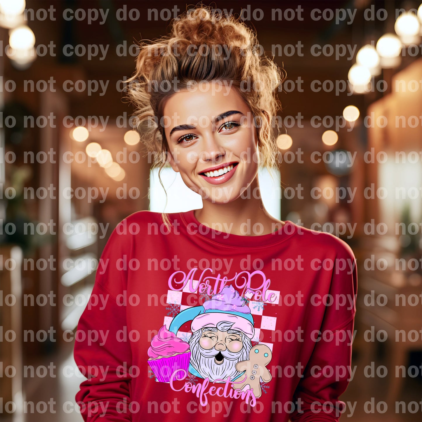 North Pole Confections Santa Neon Pink with Optional Sleeve Design Dream Print or Sublimation Print