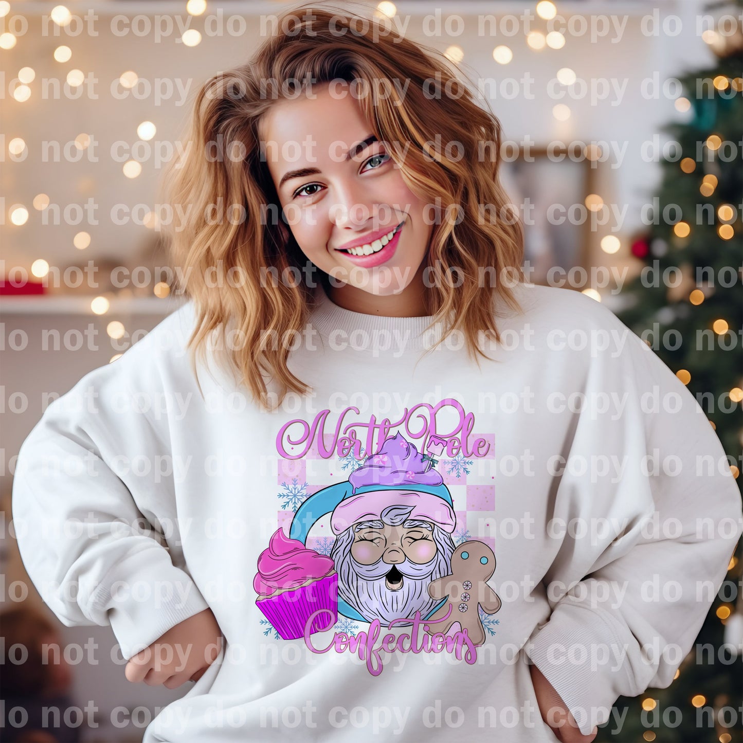 North Pole Confections Santa Neon Pink with Optional Sleeve Design Dream Print or Sublimation Print