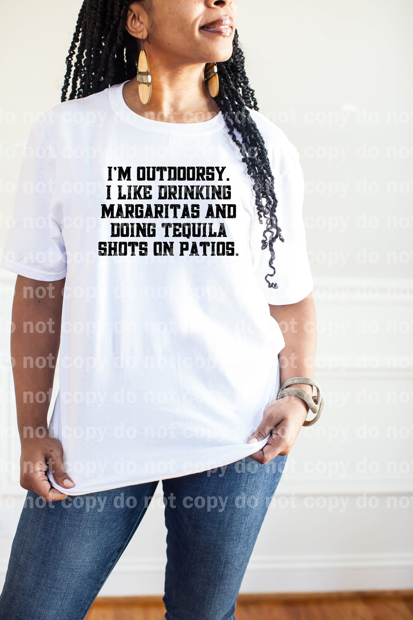 I'm Outdoorsy I Like Drinking Margaritas And Doing Tequila Shots On Patios Black/White Dream Print or Sublimation Print