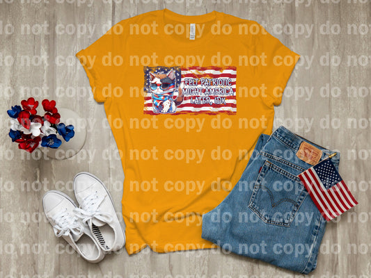 Felt Patriotic Might America Later Cat Dream Print or Sublimation Print