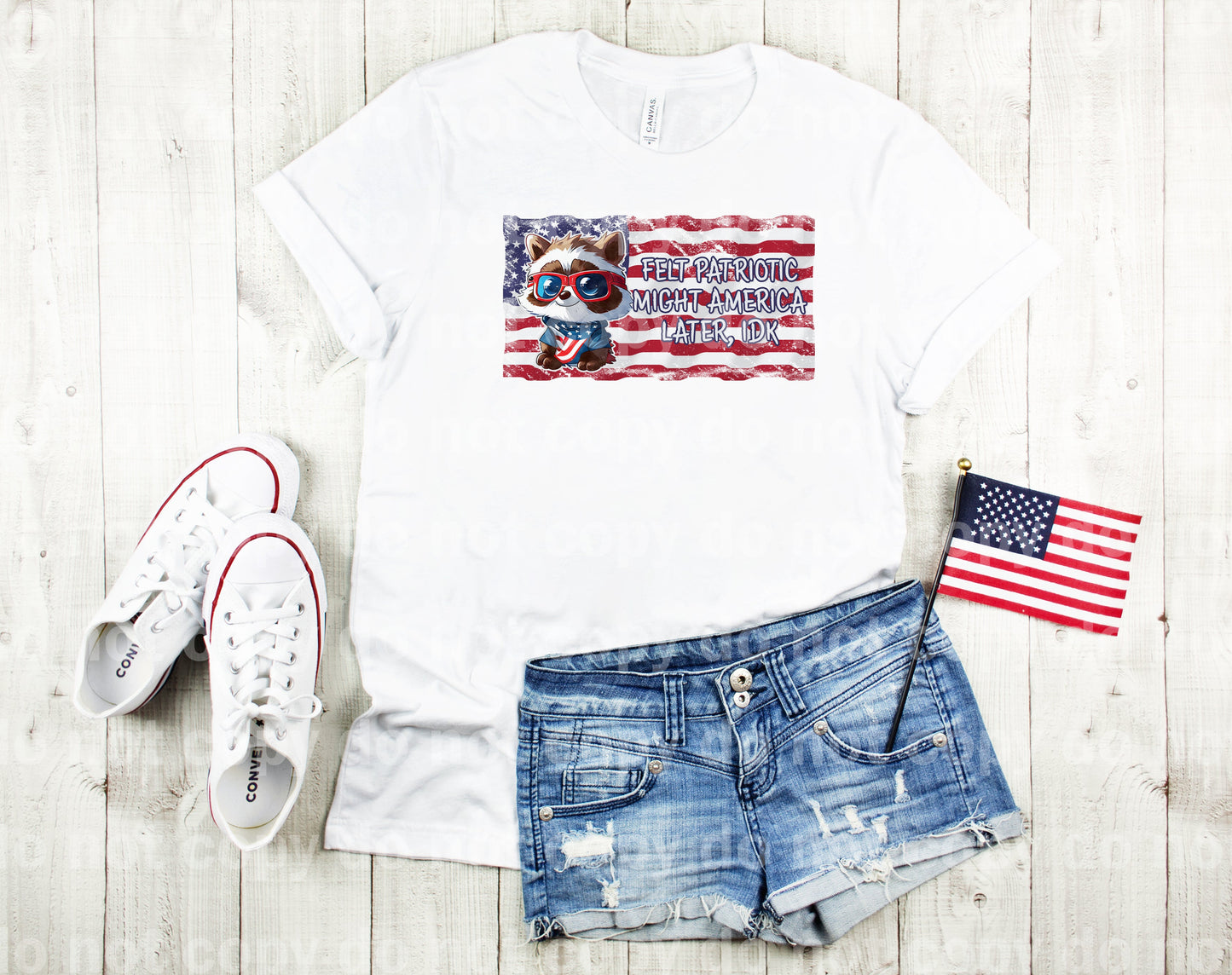 Felt Patriotic Might America Later Raccoon Dream Print or Sublimation Print