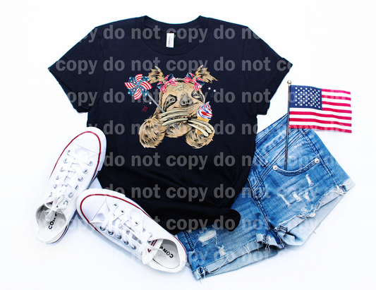 Patriotic Sloth Girl Pigtails Dream Print or Sublimation Print