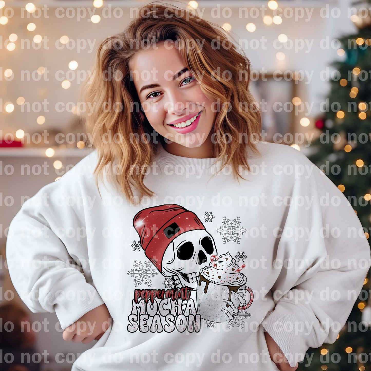 Peppermint Mocha Season Skellie with Pocket Option Dream Print or Sublimation Print