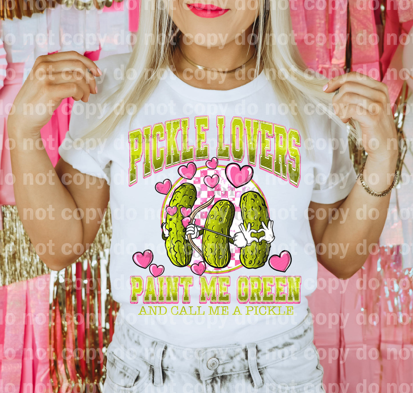 Pickle Lovers Paint Me Green and Call Me A Pickle with Optional Two Rows Sleeve Designs Dream Print or Sublimation Print
